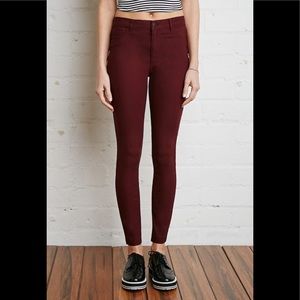 Forever 21 Maroon Skinny Jeans
